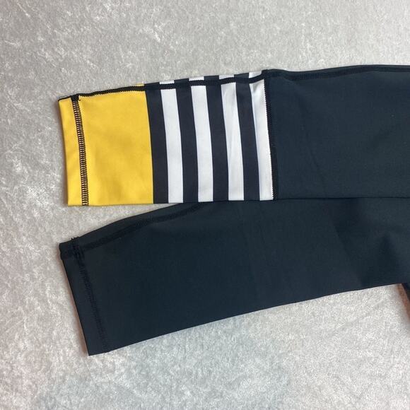 Zyia Black with Yellow and White strips on one leg Leggings Size 4 - Picture 3 of 6